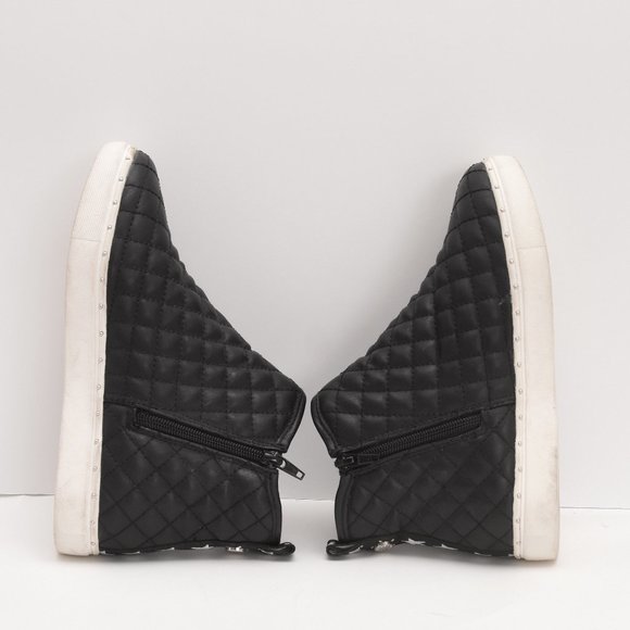 Steve Madden Black Quilted High Top Sneaker JQUEST Zip Closure Girls Size 4 - Picture 5 of 8